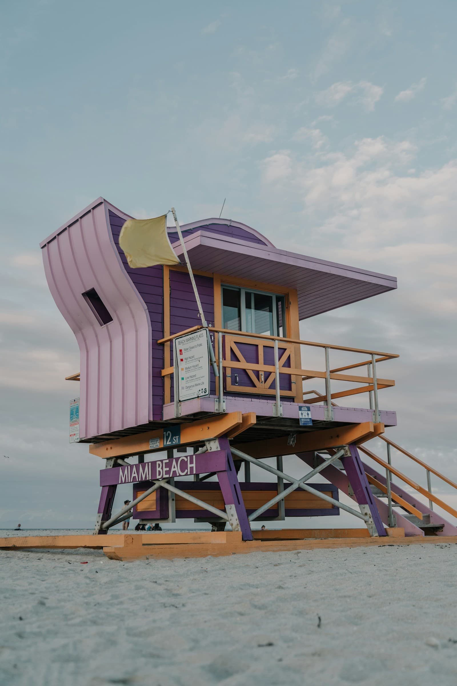 Wooden lifeguard tower on Miami Beach sand